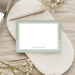 Rustic Minimal Sage Border Botanical Stripe Note Card