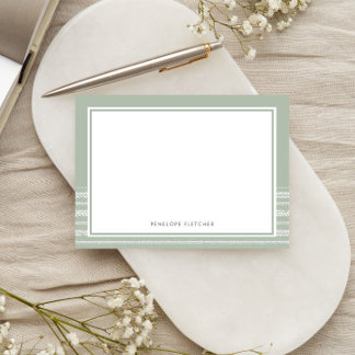 Rustic Minimal Sage Border Botanical Stripe Note Card