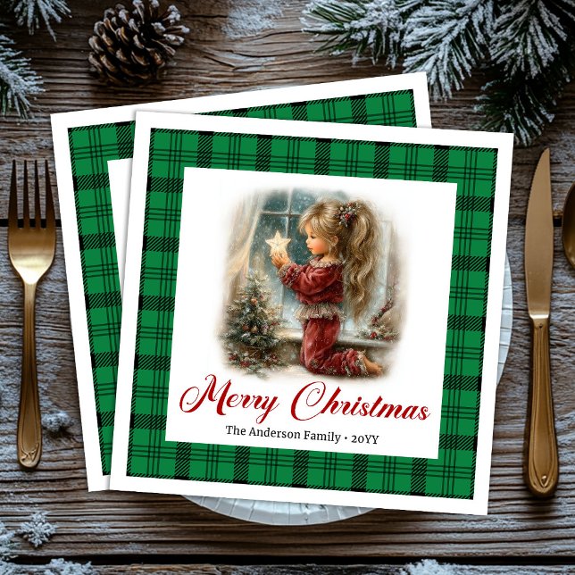 Rustic Minimal Style Gathering Christmas Scene  Paper Dinner Napkins (Rustic Minimal Style Gathering Christmas Scene Napkins)