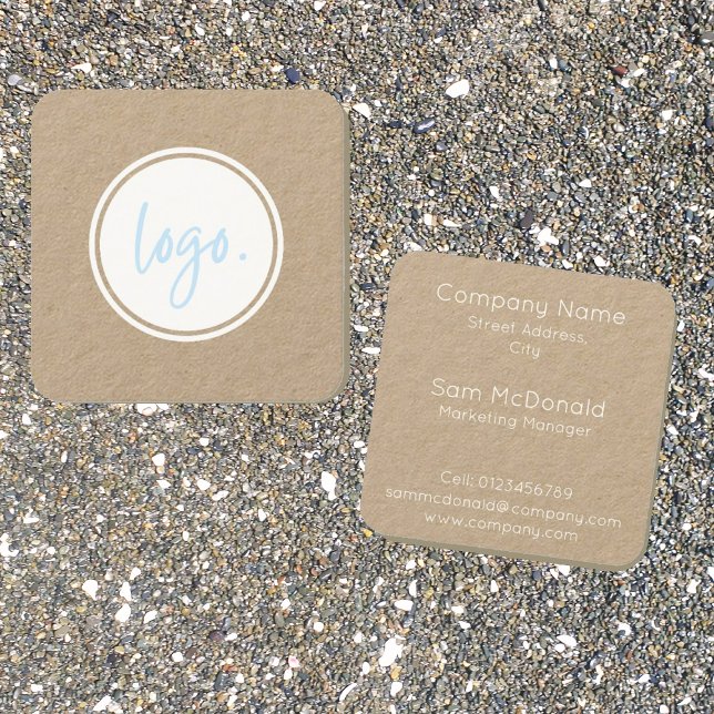 RUSTIC MINIMAL TEMPLATE DESIGN BUSINESS LOGO WHITE SQUARE BUSINESS CARD (Creator Uploaded)