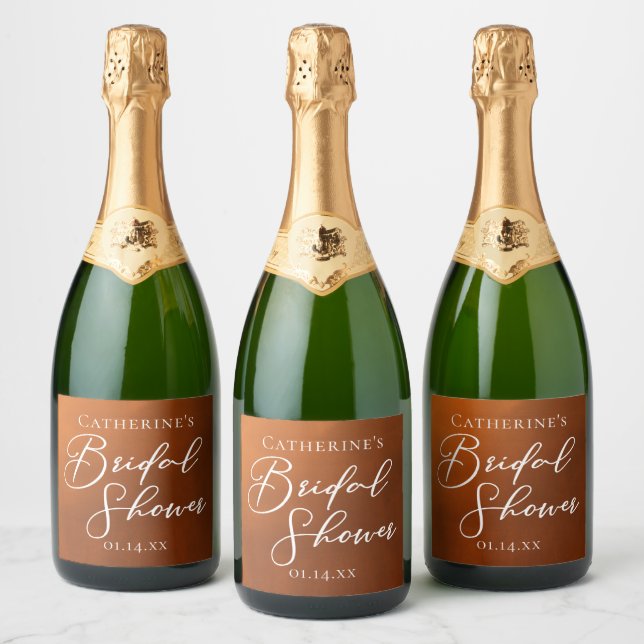 Rustic Minimalist Bridal Shower Personalized Sparkling Wine Label (Bottles)