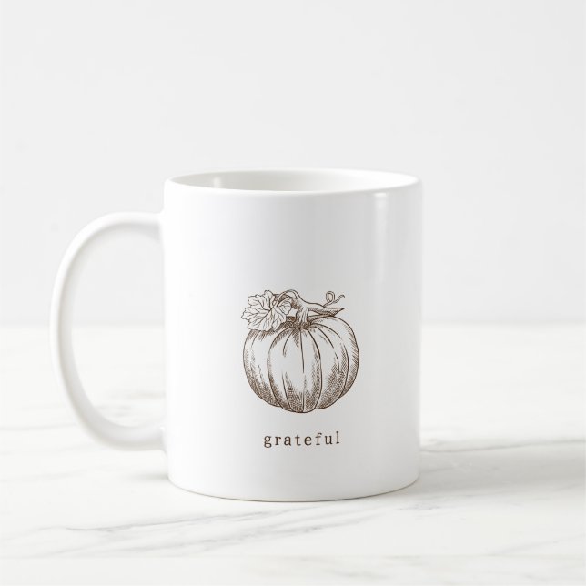Rustic Minimalist Brown Fall Thanksgiving  Coffee Mug (Left)