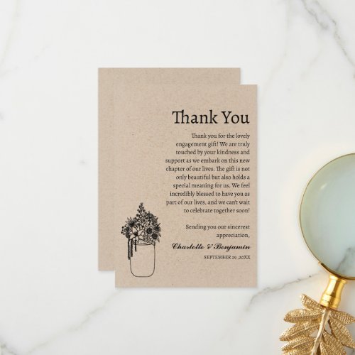  Rustic Minimalist Brown Kraft Engagement Gift Thank You Card