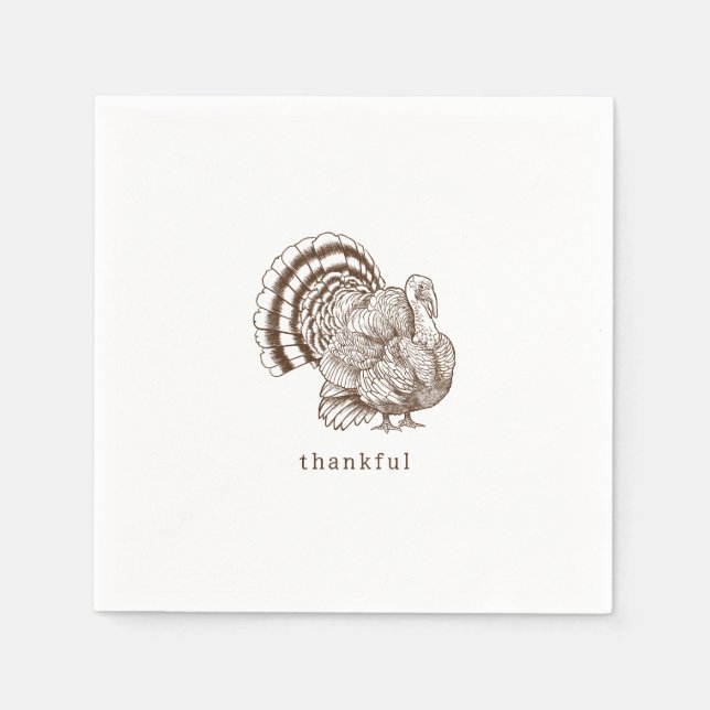 Rustic Minimalist Brown Thanksgiving Napkins (Front)