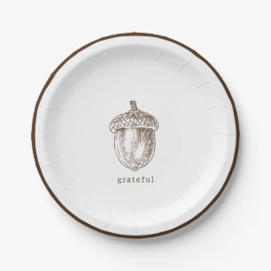 Rustic Minimalist Brown Thanksgiving Paper Plates