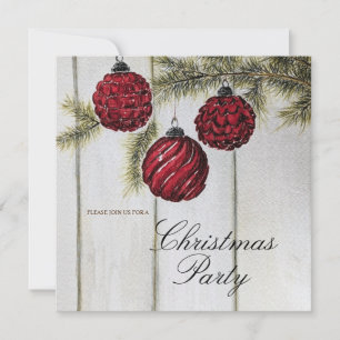 Rustic Minimalist Christmas Holiday Party Invitation