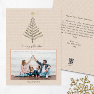 Rustic Minimalist Custom Family Photo Christmas  Holiday Card