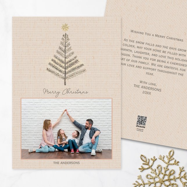 Rustic Minimalist Custom Family Photo Christmas  Holiday Card (Creator Uploaded)
