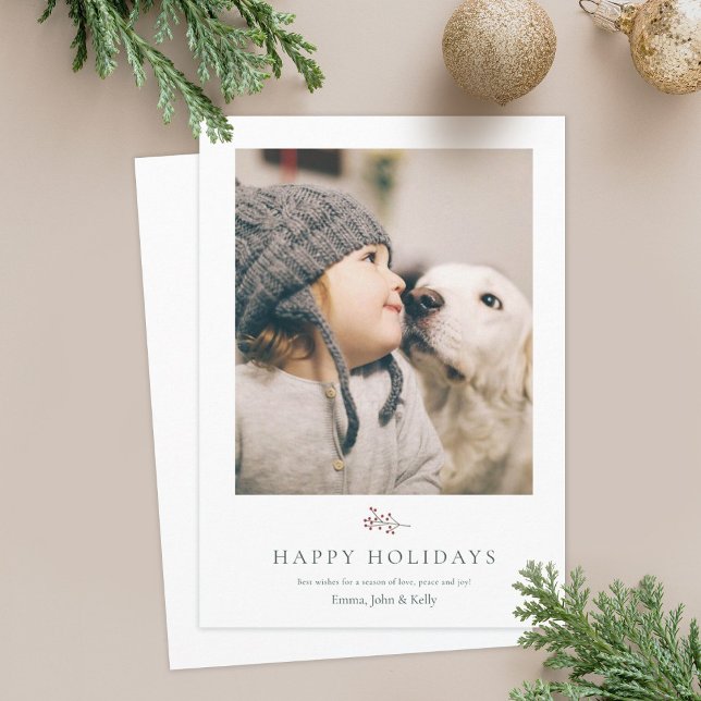 Rustic Minimalist Editable Photo Christmas  Holiday Card (Creator Uploaded)