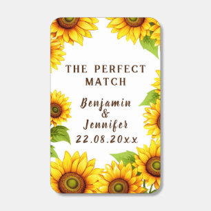 Rustic minimalist elegant modern sunflower wedding matchboxes