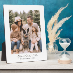 Rustic Minimalist Family Photo Christmas Keepsake Plaque