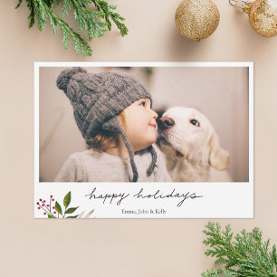 Rustic Minimalist Holiday Photo Card