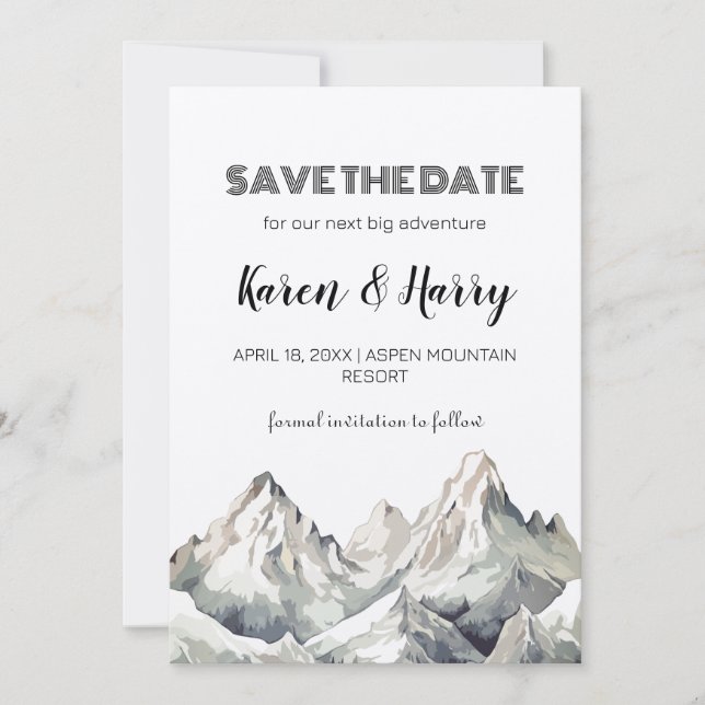 Rustic Minimalist Kraft Mountain Save the Date  Invitation (Front)