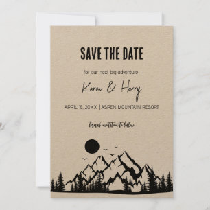 Rustic Minimalist Kraft Mountain Save the Date Invitation