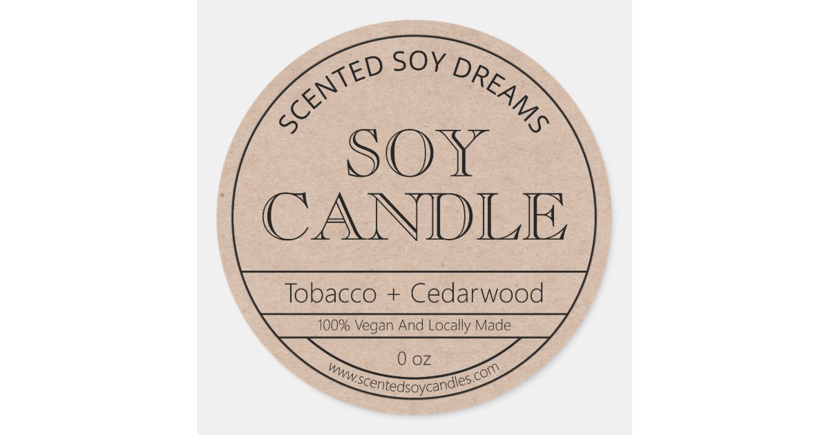 Rustic Minimalist Kraft Paper Soy Candle Labels Zazzle 