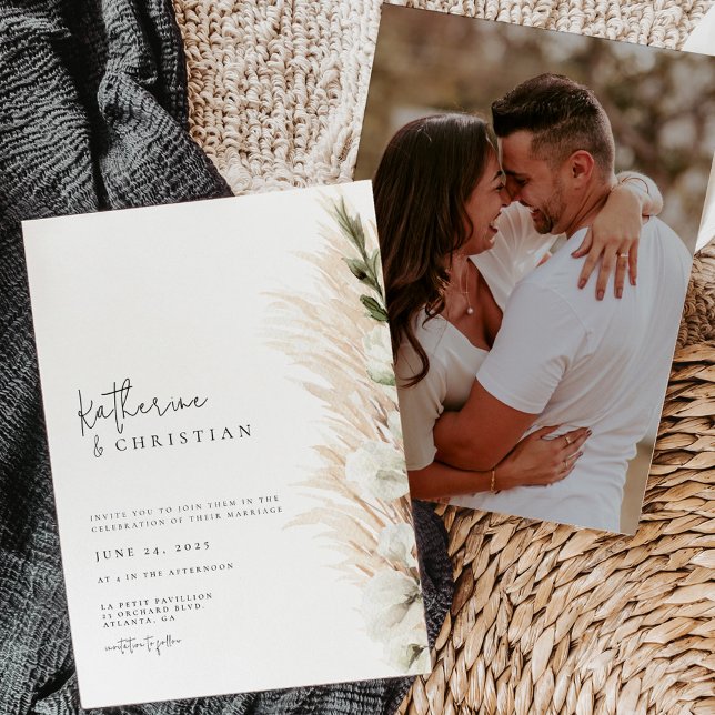 Rustic Minimalist Modern Photo Wedding Invitation (Creator Uploaded)