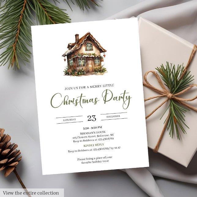 Rustic Minimalist Neutral Earthy Cozy Xmas Party  Invitation (Rustic Minimalist Neutral Earthy Cozy Xmas Party Card Invite)