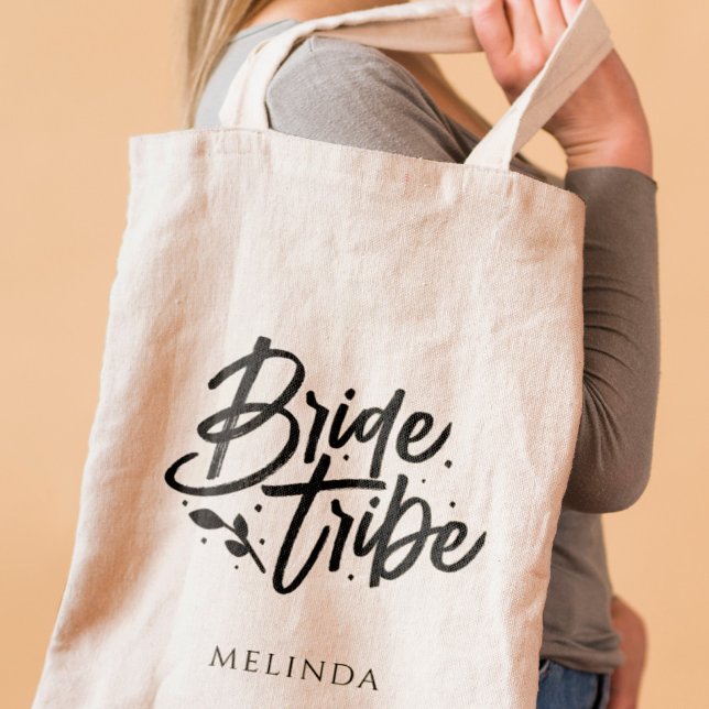 Rustic Minimalist Personalized Bride Tribe Tote Bag (Creator Uploaded)