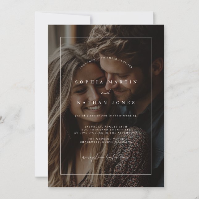 Rustic Minimalist Photo Frame Wedding Invitation (Front)