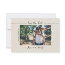 Rustic Minimalist Photo Save the Date Postcard