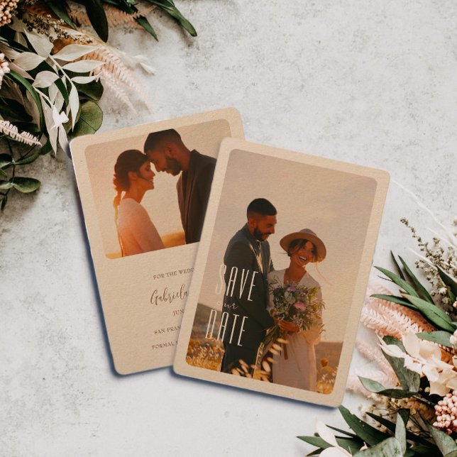 Rustic Minimalist Photo Wedding Save The Date  Invitation (Creator Uploaded)