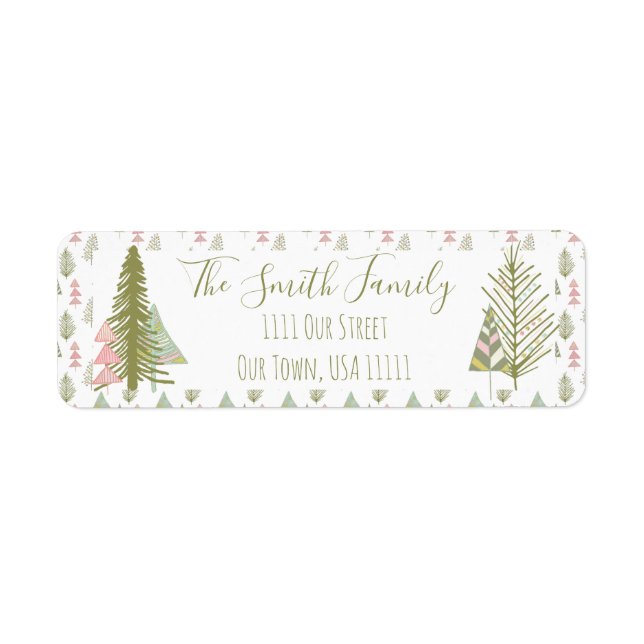 Rustic Minimalist Pine Trees Label (Front)