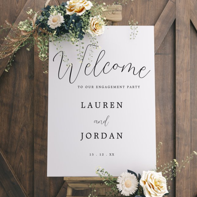 Rustic Minimalist Script Engagement Party Welcome  Foam Board (Creator Uploaded)