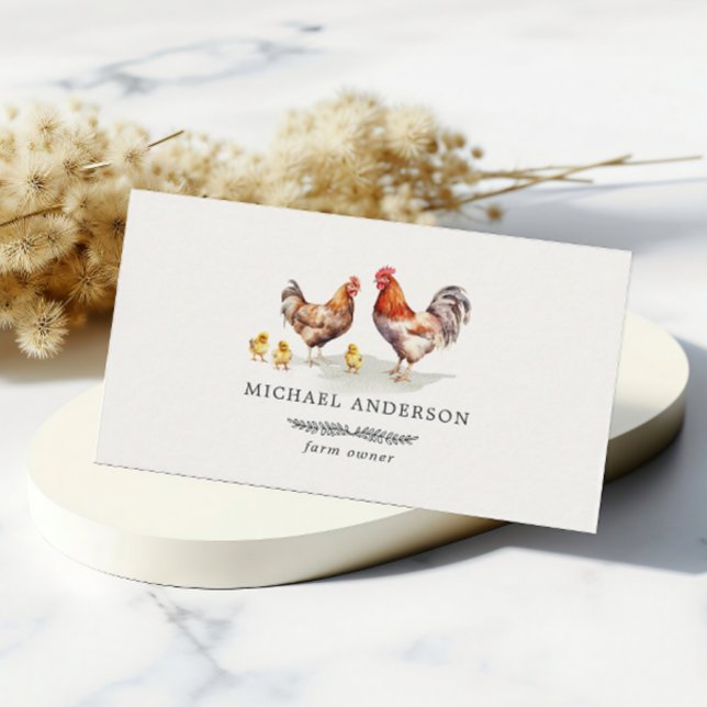 Rustic Minimalist Simple Chicken Farm Owner Business Card (Creator Uploaded)