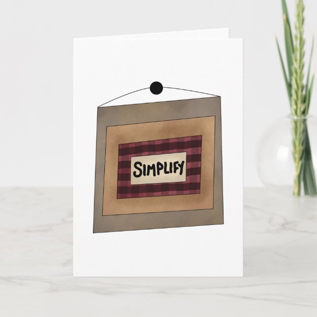 Rustic Minimalist Simplify Word Art Sign Card (Front)
