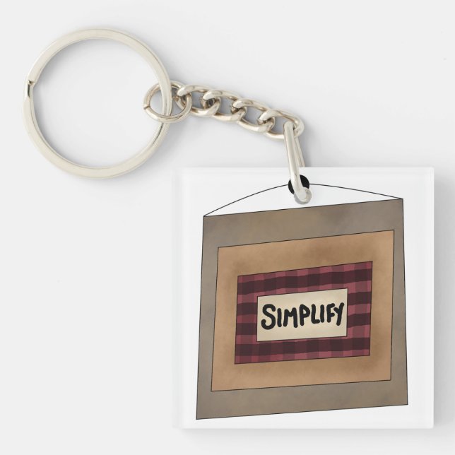 Rustic Minimalist Simplify Word Art Sign Keychain (Front)