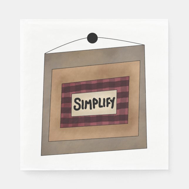 Rustic Minimalist Simplify Word Art Sign Napkins (Front)