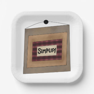 Rustic Minimalist Simplify Word Art Sign Paper Plates