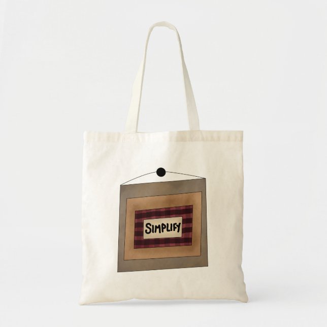 Rustic Minimalist Simplify Word Art Sign Tote Bag (Front)