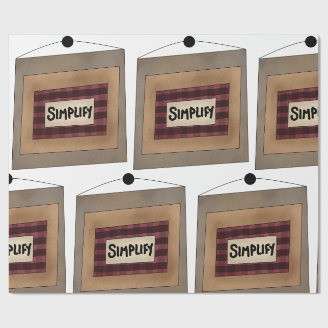 Rustic Minimalist Simplify Word Art Sign Wrapping Paper (Flat)