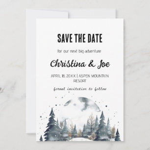 Rustic Minimalist Snow Mountain Save the Date  Invitation