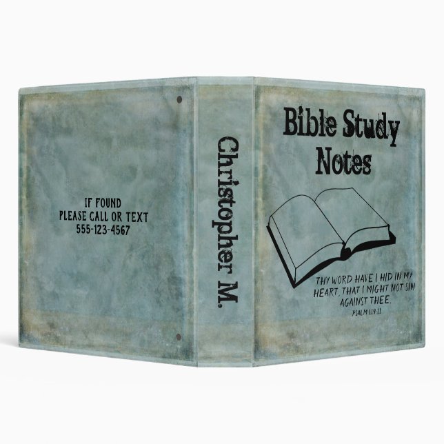 Rustic Minimalist Teal Customizable Bible Study 3 Ring Binder (Background)