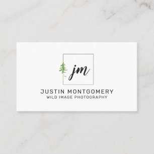 Rustic Minimalist Watercolor Pines Business Card