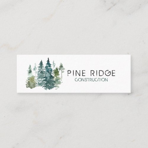 Rustic Minimalist Watercolor Pines Mini Mini Business Card