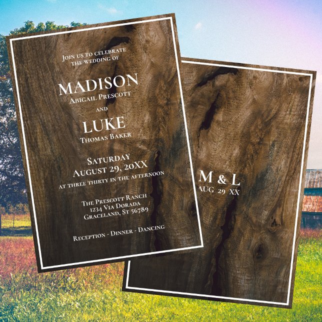 Rustic Minimalist Wood Texture Wedding  Invitation (Creator Uploaded)