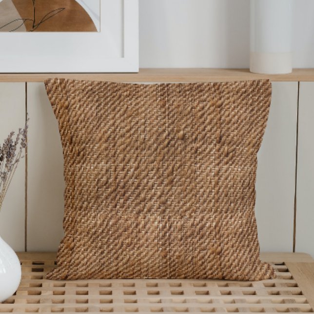 Rustic Minimalistic Simple Burlap Throw Pillow (Creator Uploaded)