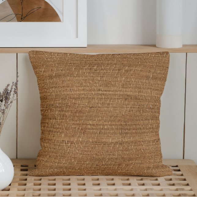 Rustic Minimalistic Simple Burlap Throw Pillow (Creator Uploaded)