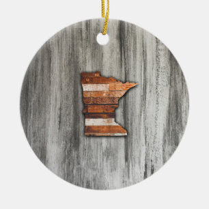 Rustic Minnesota Shape Ceramic Ornament