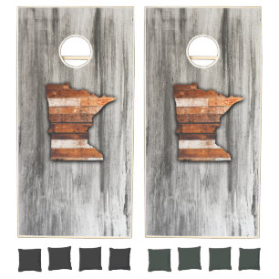 Rustic Minnesota Shape Cornhole Set