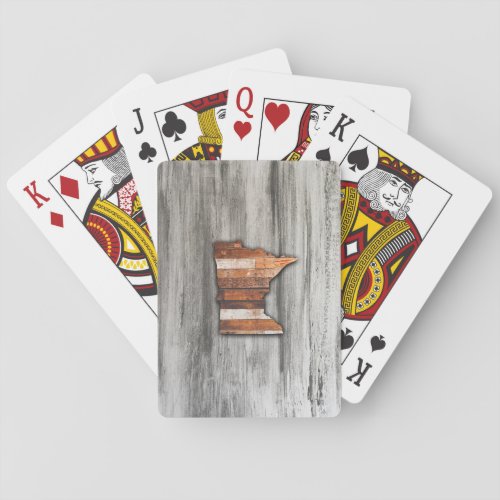 Rustic Minnesota Shape Poker Cards