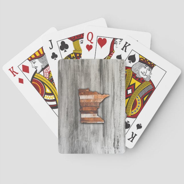 Rustic Minnesota Shape Poker Cards (Back)