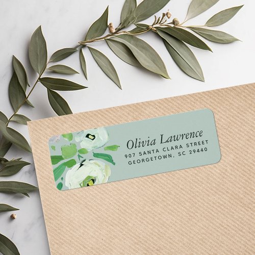 Rustic Mint Abstract Floral Return Address Labels