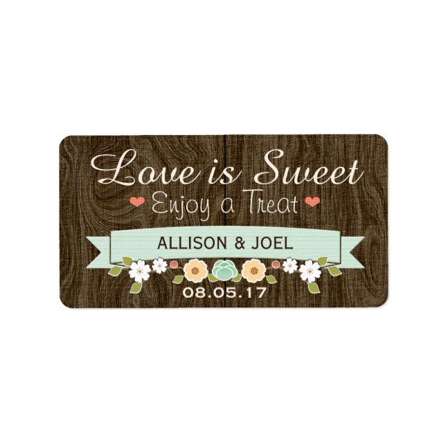 Rustic Mint Boho Love is Sweet Favor Labels (Front)