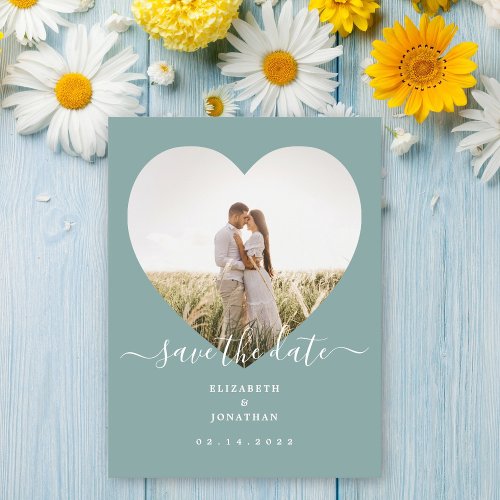 Rustic Mint Green Wedding Picture Save The Date Magnetic Invitation