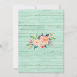 Rustic Mint Green Wood Watercolor Floral Invitation | Zazzle
