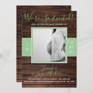 Rustic Mint PHOTO Baby SHOWER Invitation